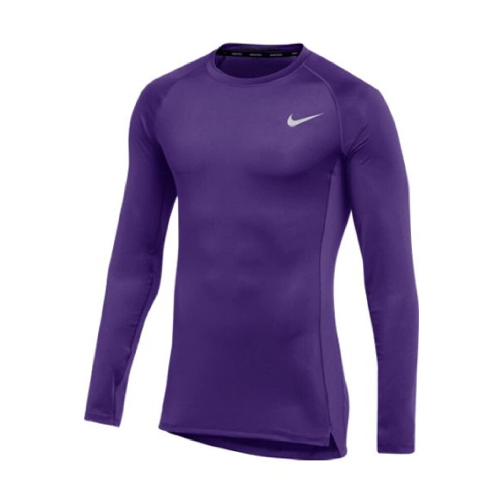 Nike Mens Pro Fitted Long Sleeve Training Tee (Large Purple)