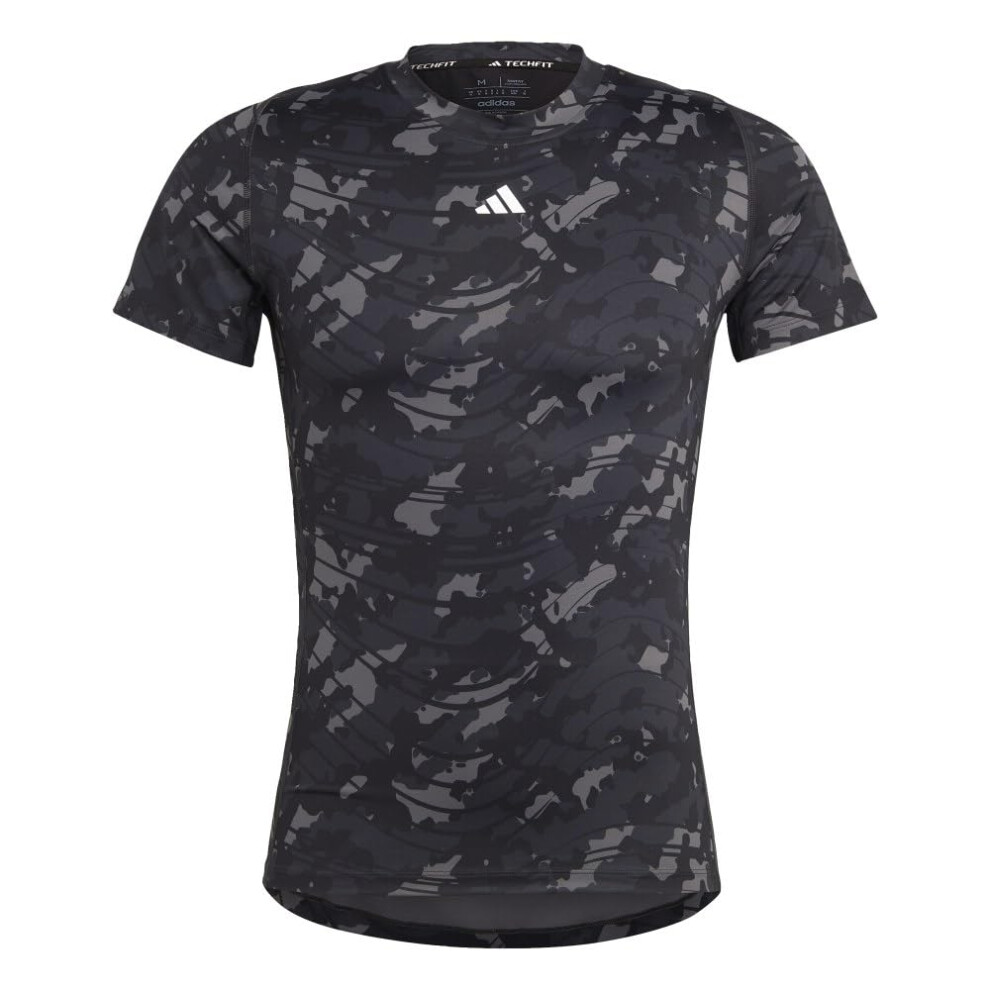 adidas Men's Techfit T-Shirt  Black/Print  X-Large