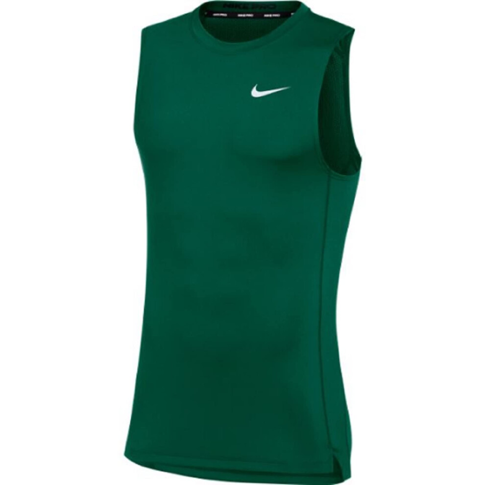 Nike Mens Pro Sleeveless Fitted Training Tee (X-Large  Green)