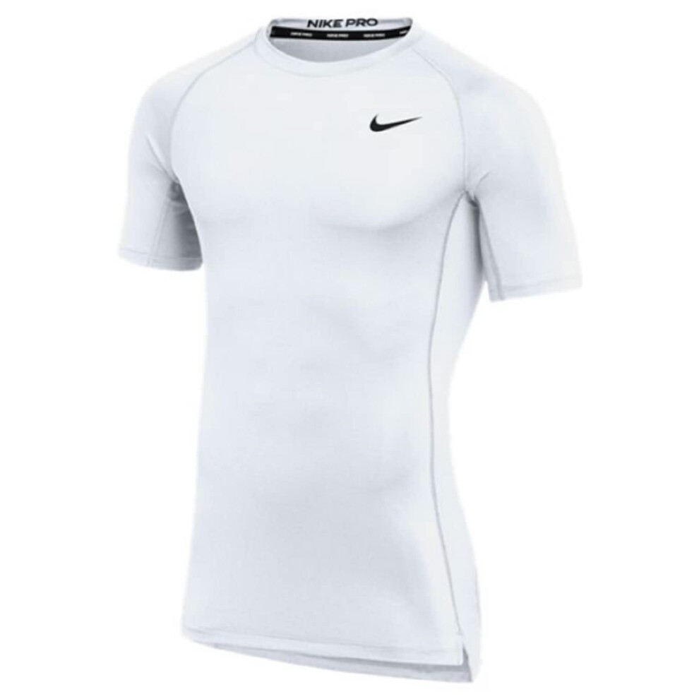 Nike Mens Pro Fitted Short Sleeve Training Tee (X-Large White)