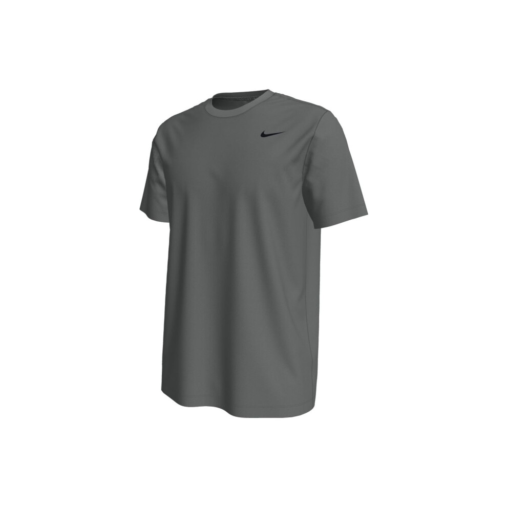 Nike Men's Dry Tee Drifit Cotton Crew Solid  Carbon Heather/White  Sma