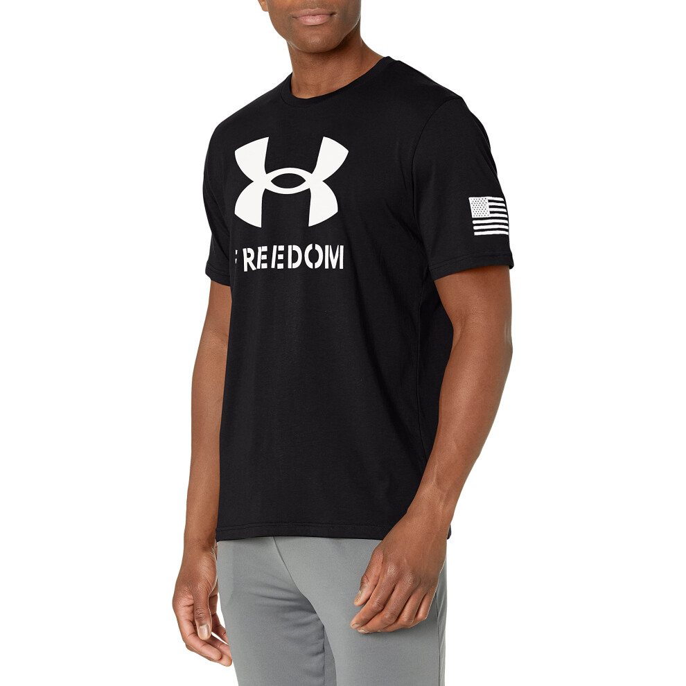 Under Armour Men's New Freedom Logo T-Shirt  Black (001)/White  Medium