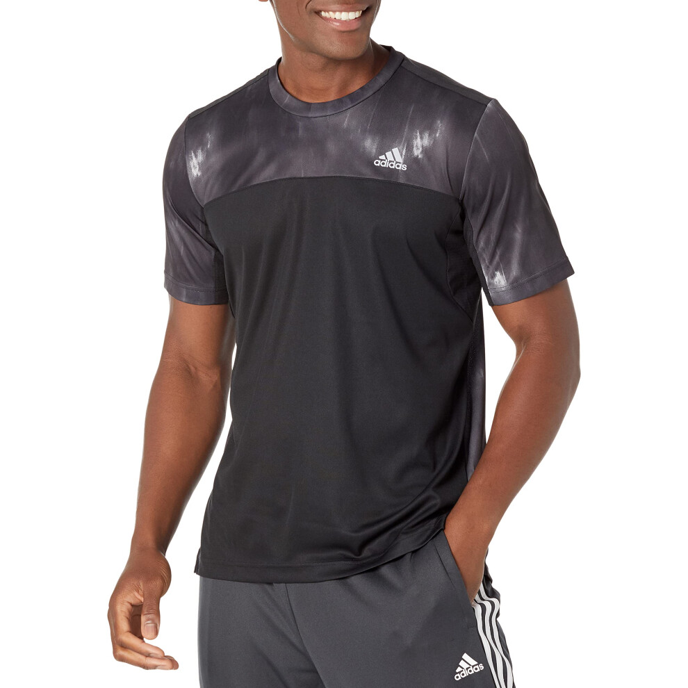 adidas Men's AEROREADY Workout Chalk Printed Training Tee  Black/Silve