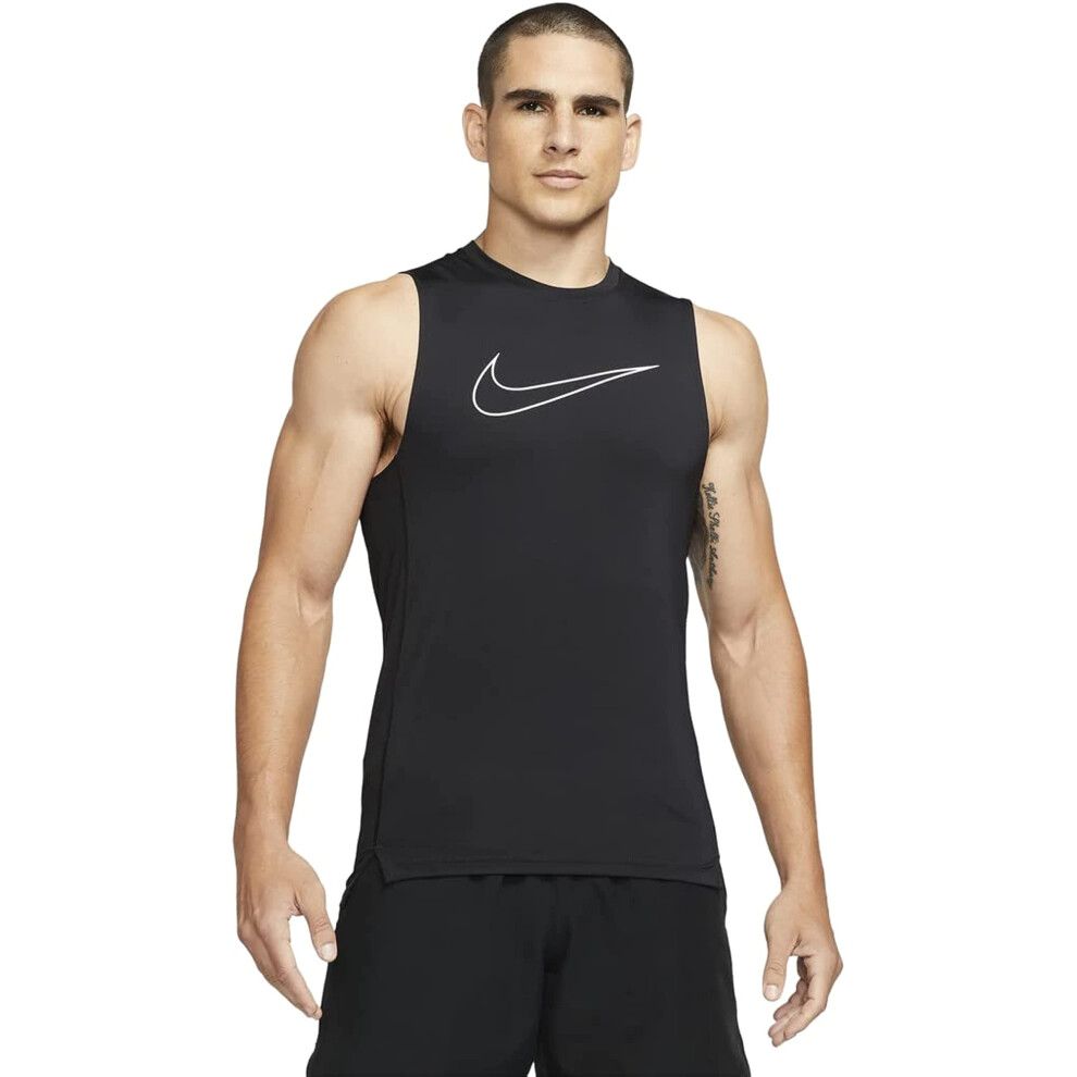 Nike Pro Dri-FIT Men's Slim Fit Sleeveless Top (Black/White  X-Large)