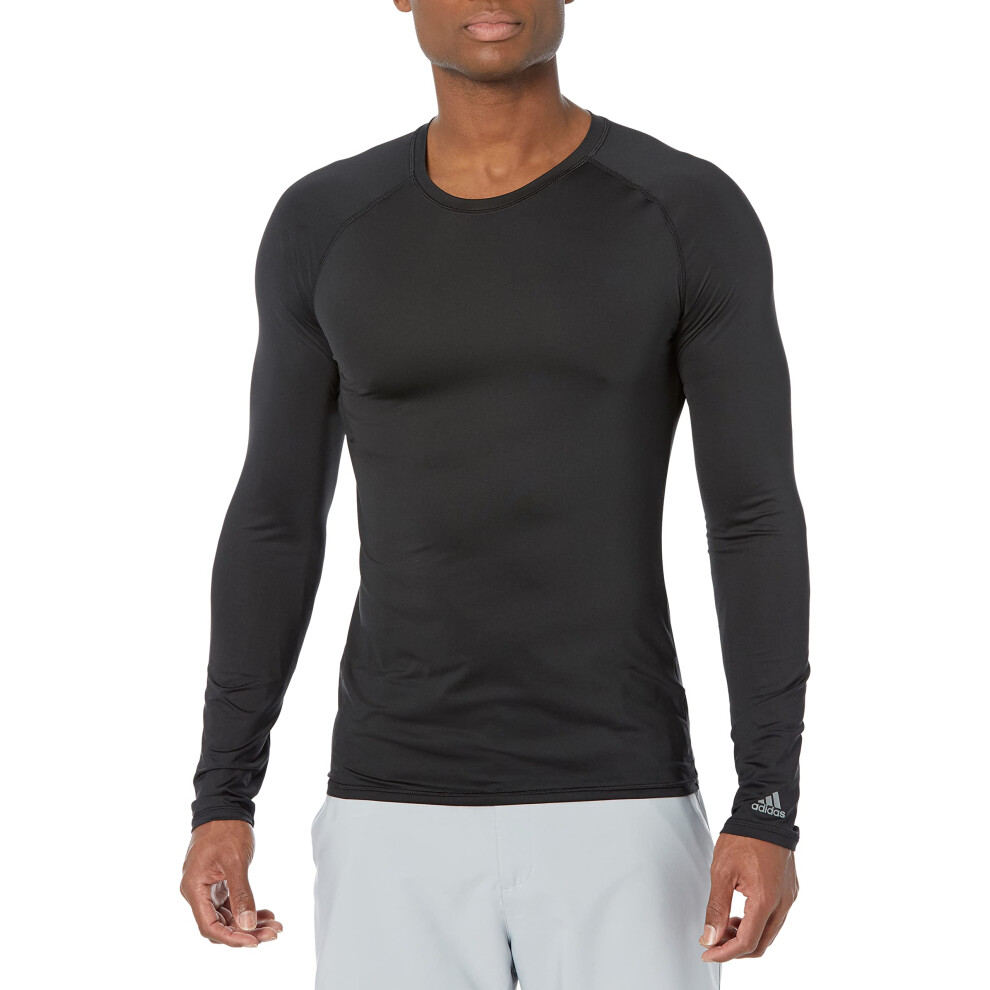 adidas Men's UPF Base Layer Long Sleeve Top  Black  Large