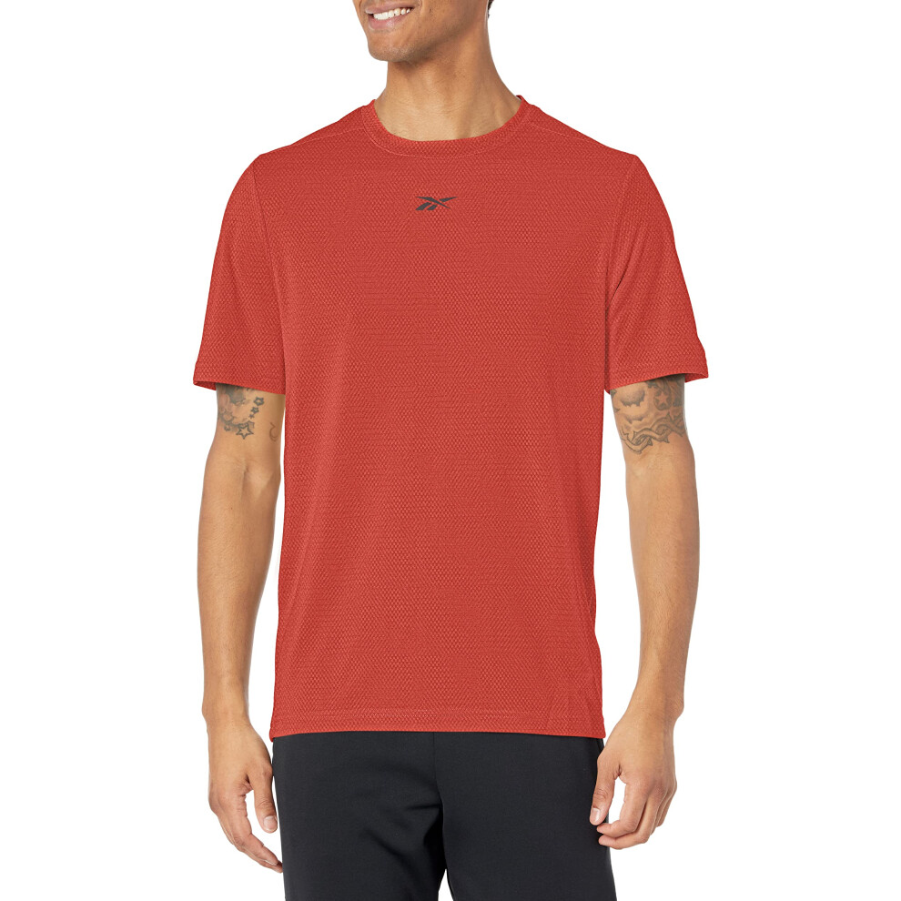 Reebok Men's Standard Workout Ready Tee  Rhodonite Melange/Black Vecto