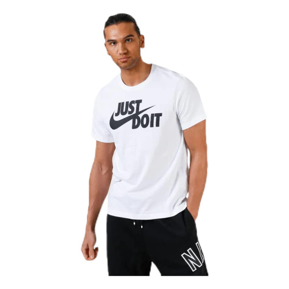 Nike Men's Sportswear Tee Just Do It Swoosh  White/Black  Small