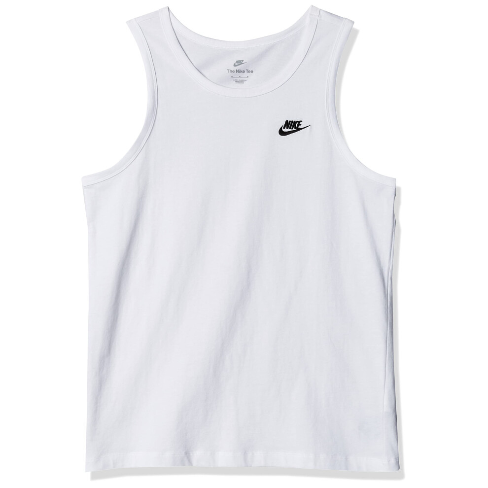 Nike Club Men's Embroidered Logo Standard Fit Tank Top White/Black Siz