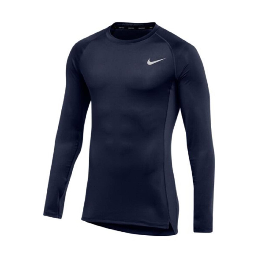 Nike Mens Pro Fitted Long Sleeve Training Tee (Large Navy)