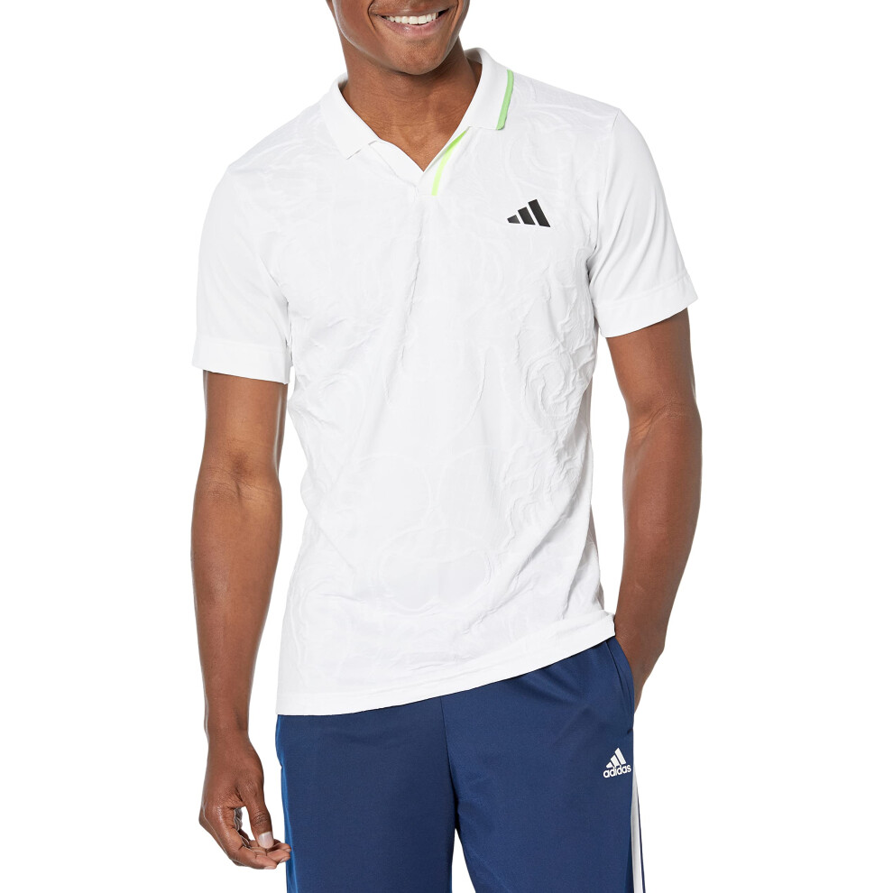 adidas Men's Tennis London Freelift Polo Shirt  White  Large