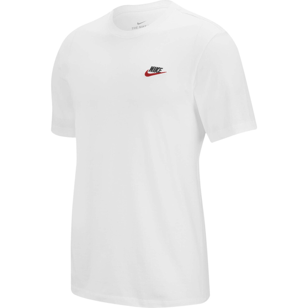 Nike Men's NSW Club Tee  White/Black/University Red  Small