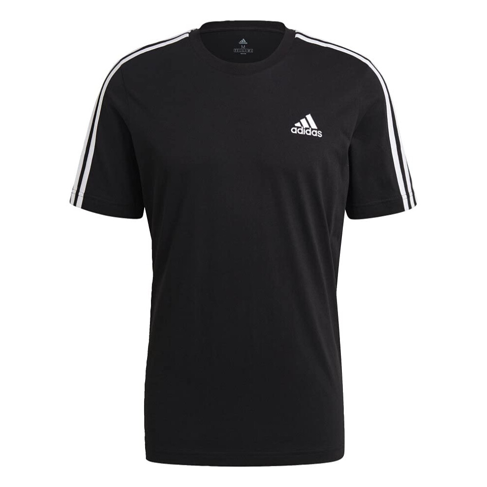 adidas Men's Essentials 3-stripes Tee  Black  Small