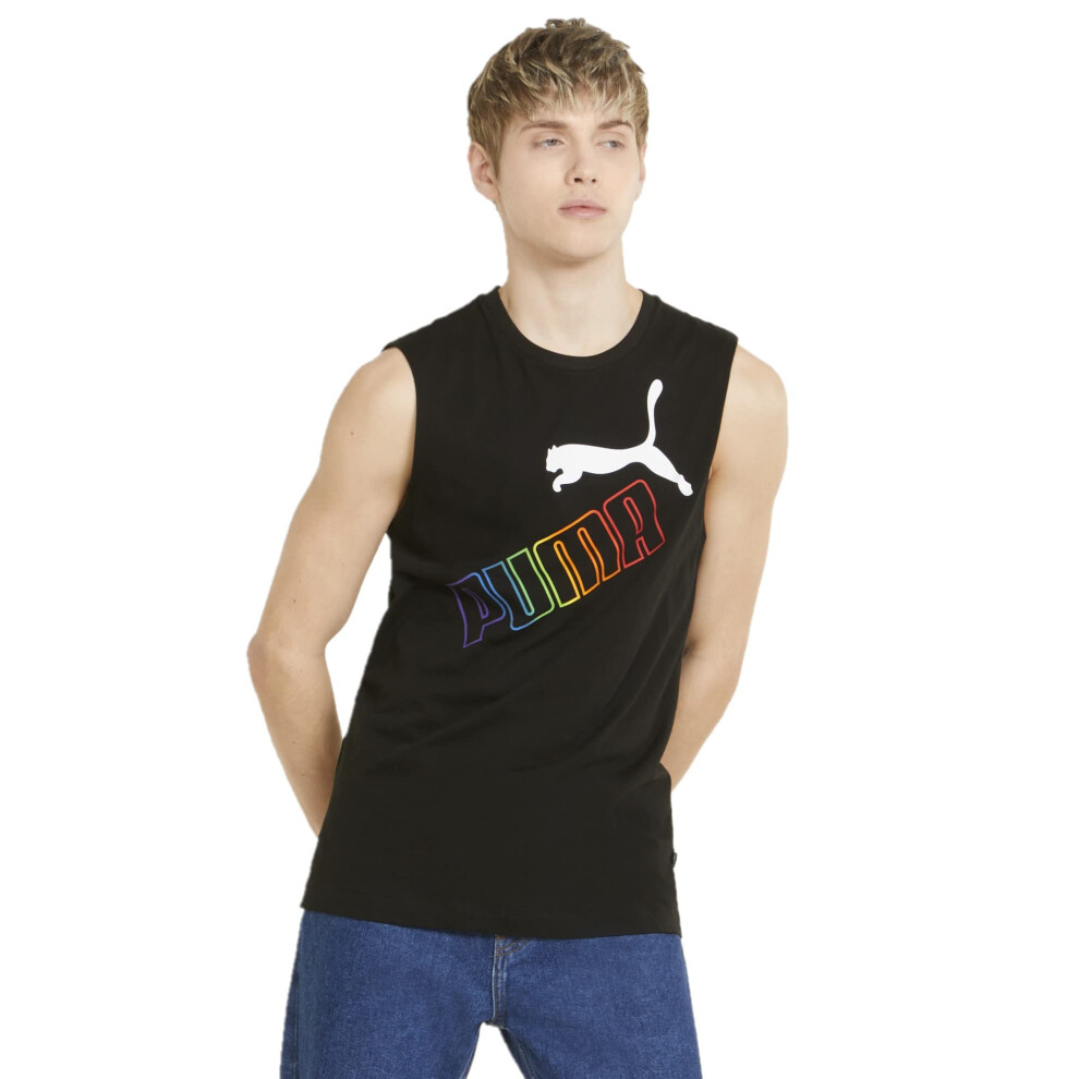 Puma Men's Essentials Sleeveless Tee  Rainbow Black  XX-Large