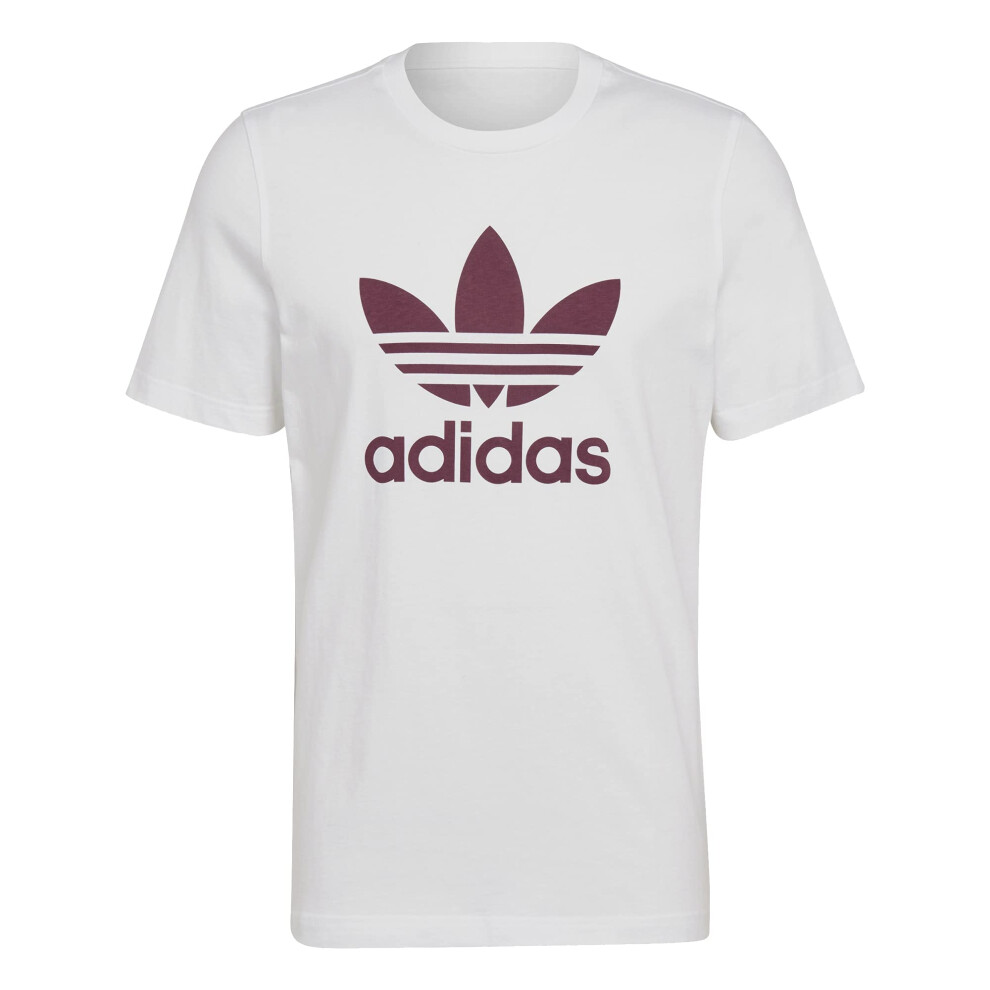 adidas Originals Men's Adicolor Trefoil Tee  White/Victory Crimson  X-