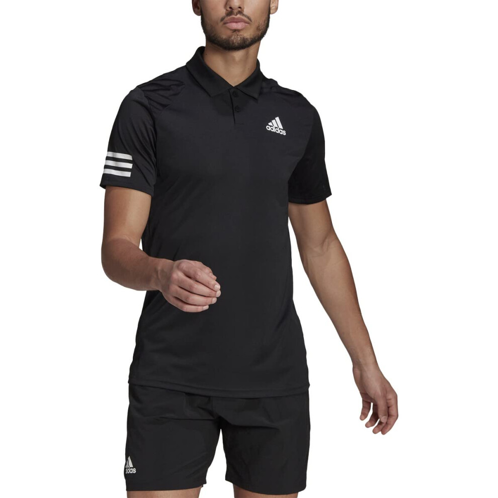 adidas Men's Tennis Club 3-Stripes Polo Shirt  Black/White  Small