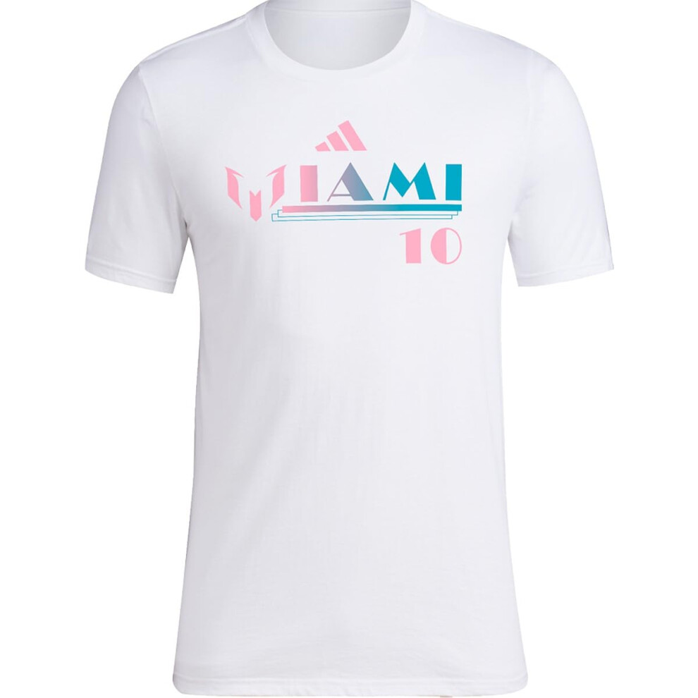 adidas Men's Messi M IAMI Short Sleeve T-Shirt  White