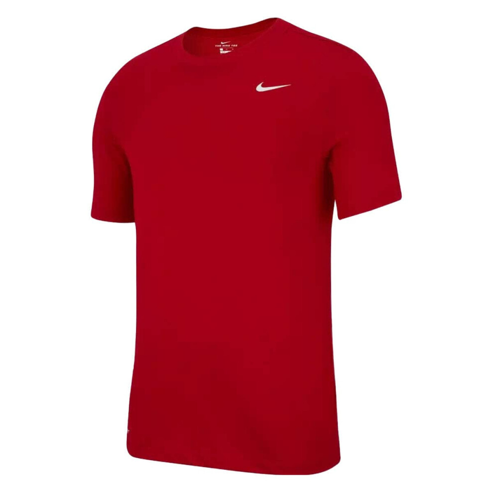 Nike Men's Dry Tee Drifit Cotton Crew Solid  Gym Red/White  Large