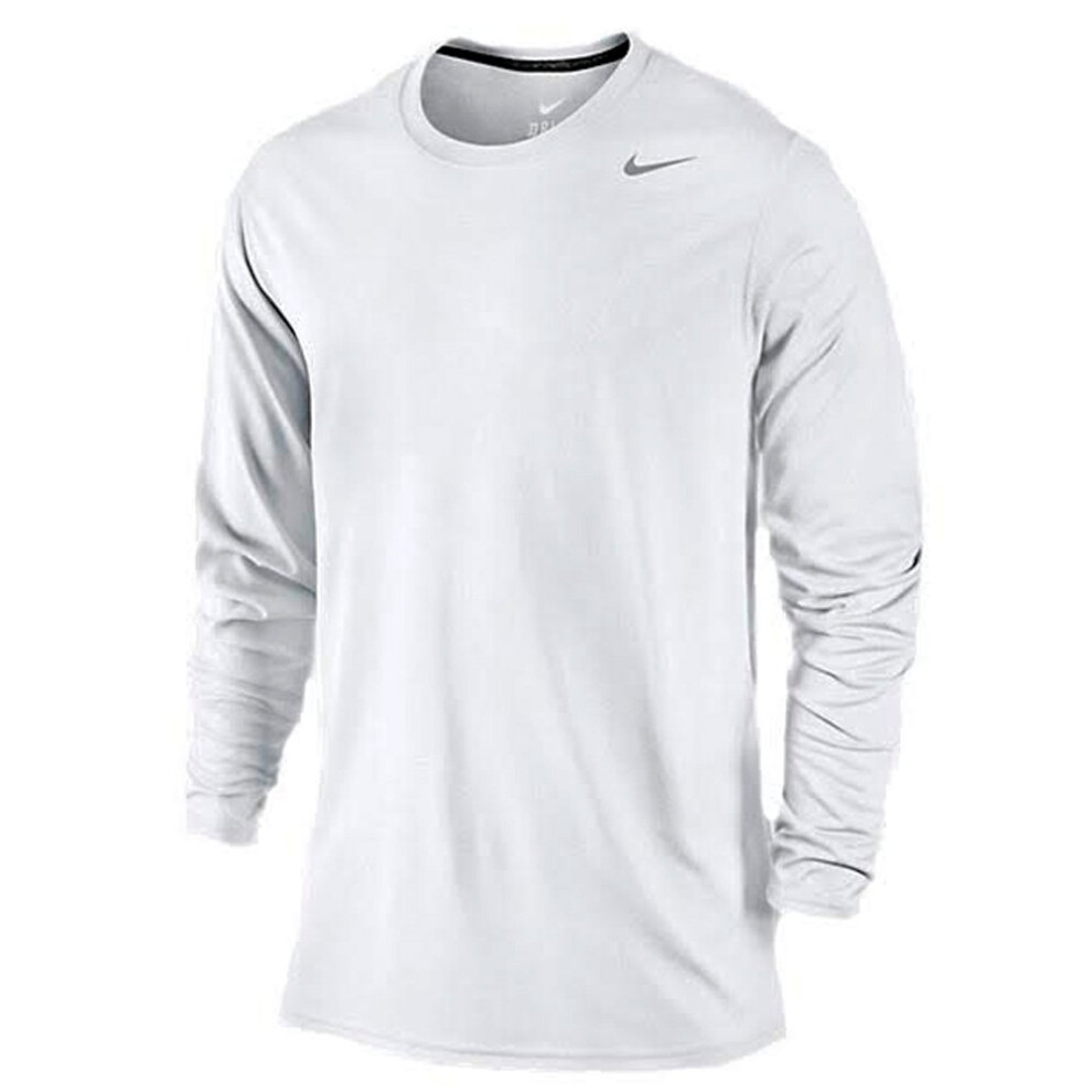 Nike Mens Legend Poly Long Sleeve Dri-Fit Training Shirt White/Carbon