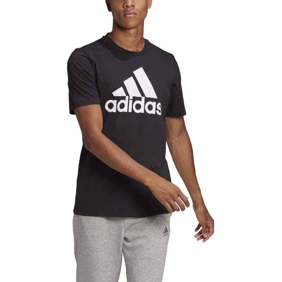 adidas Men's Essentials Big Logo Tee  Black/White  Large