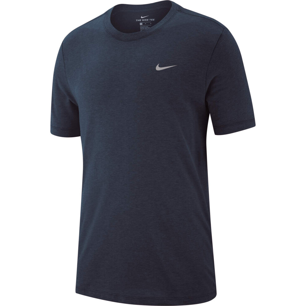 Nike Men's Dry Tee Drifit Cotton Crew Solid  Obsidian Heather/Mattelic