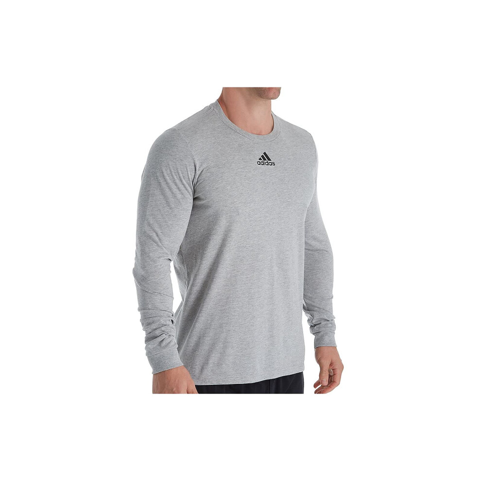 adidas Men's Amplifier Long Sleeve Logo T-Shirt EK02 S Medium Grey Hea