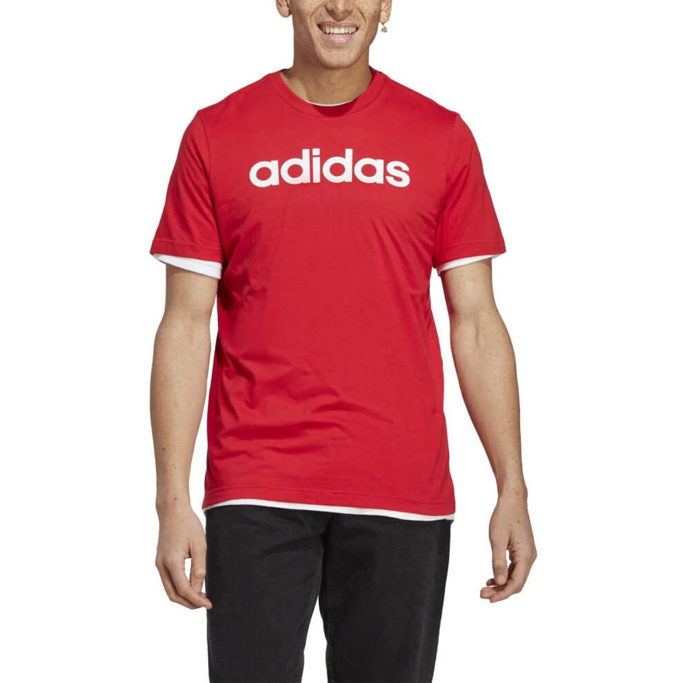 adidas Men's Essentials Single Jersey Linear Embroidered Logo T-Shirt