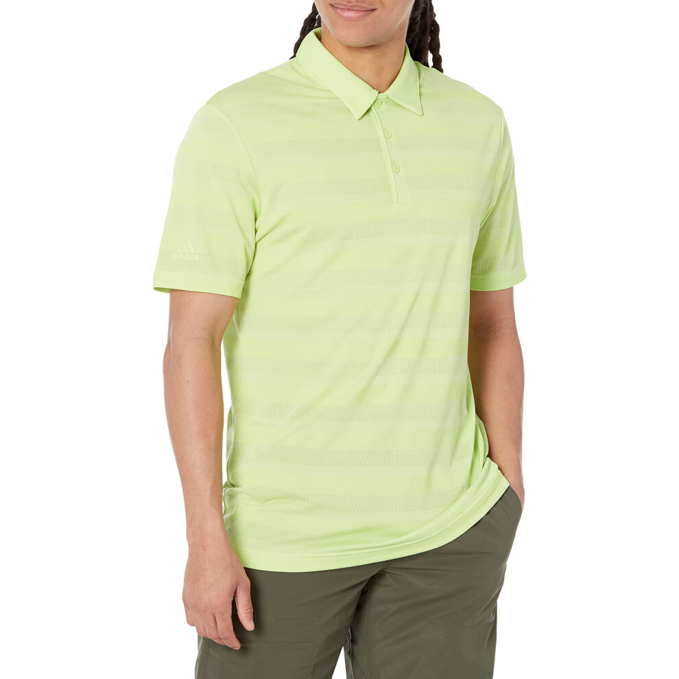 adidas Men's Two Color Stripe Polo Shirt  Pulse Lime/White  X-Large