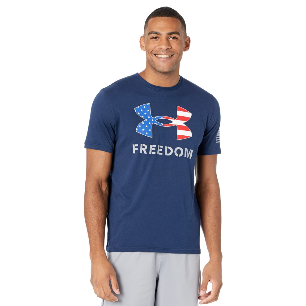 Under Armour Men's New Freedom Logo T-Shirt  (409) Academy/Red/Steel