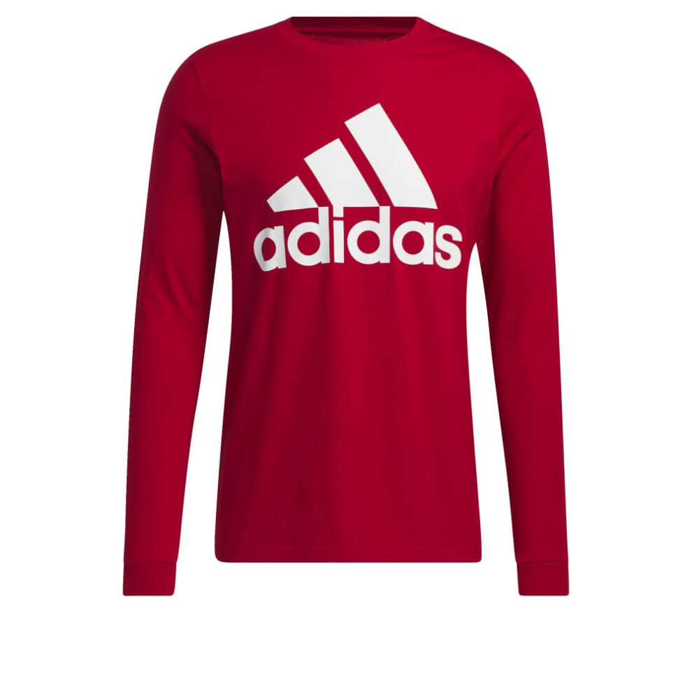 adidas Amplifier Long Sleeve Badge of Sport Tee Men's  Red  Size XL