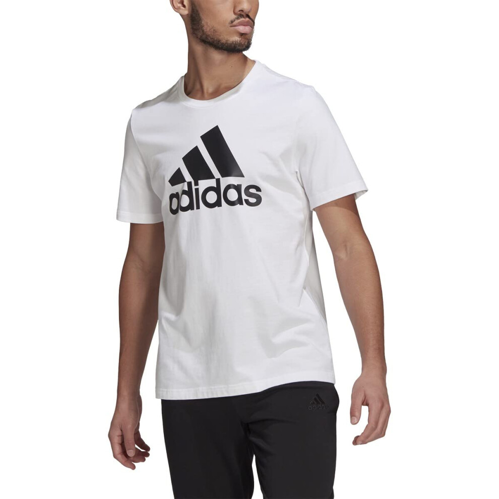 adidas Men's Essentials Big Logo Tee  White/Black  Medium