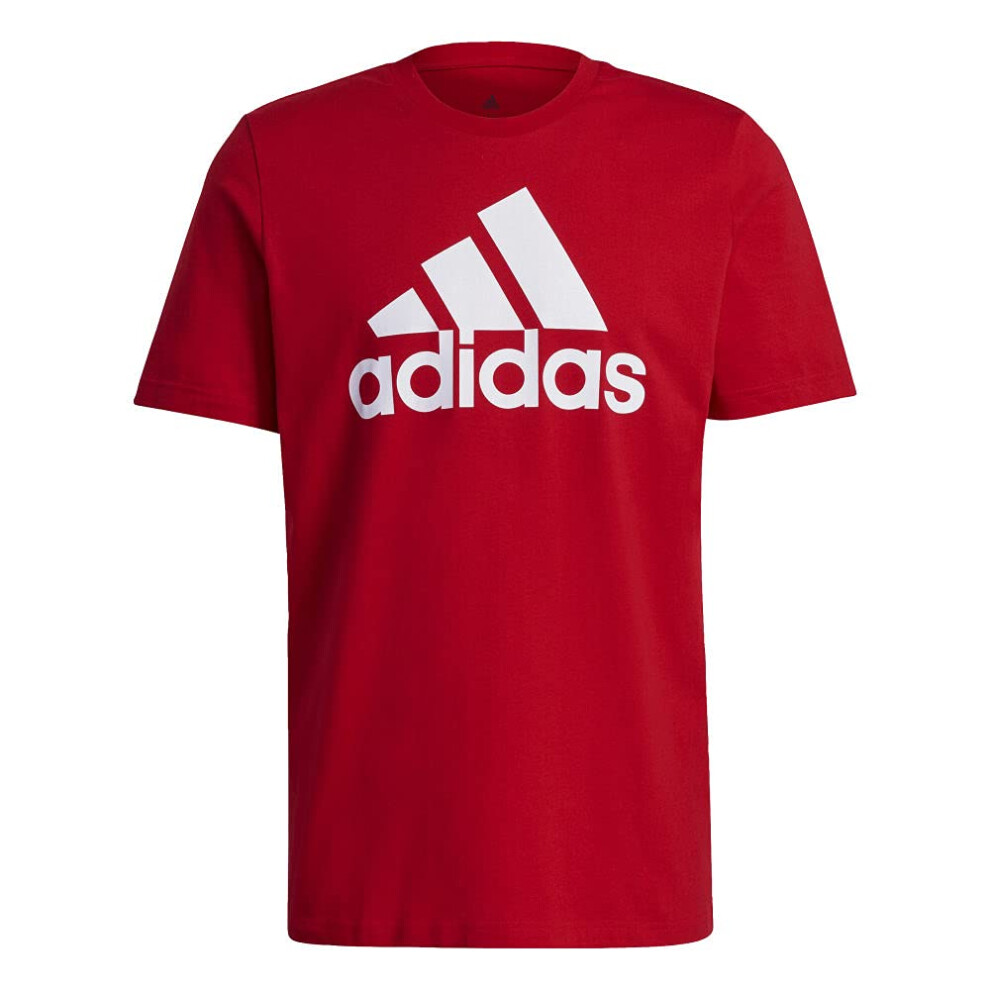 adidas Men's Essentials Big Logo Tee  Scarlet/White  Large