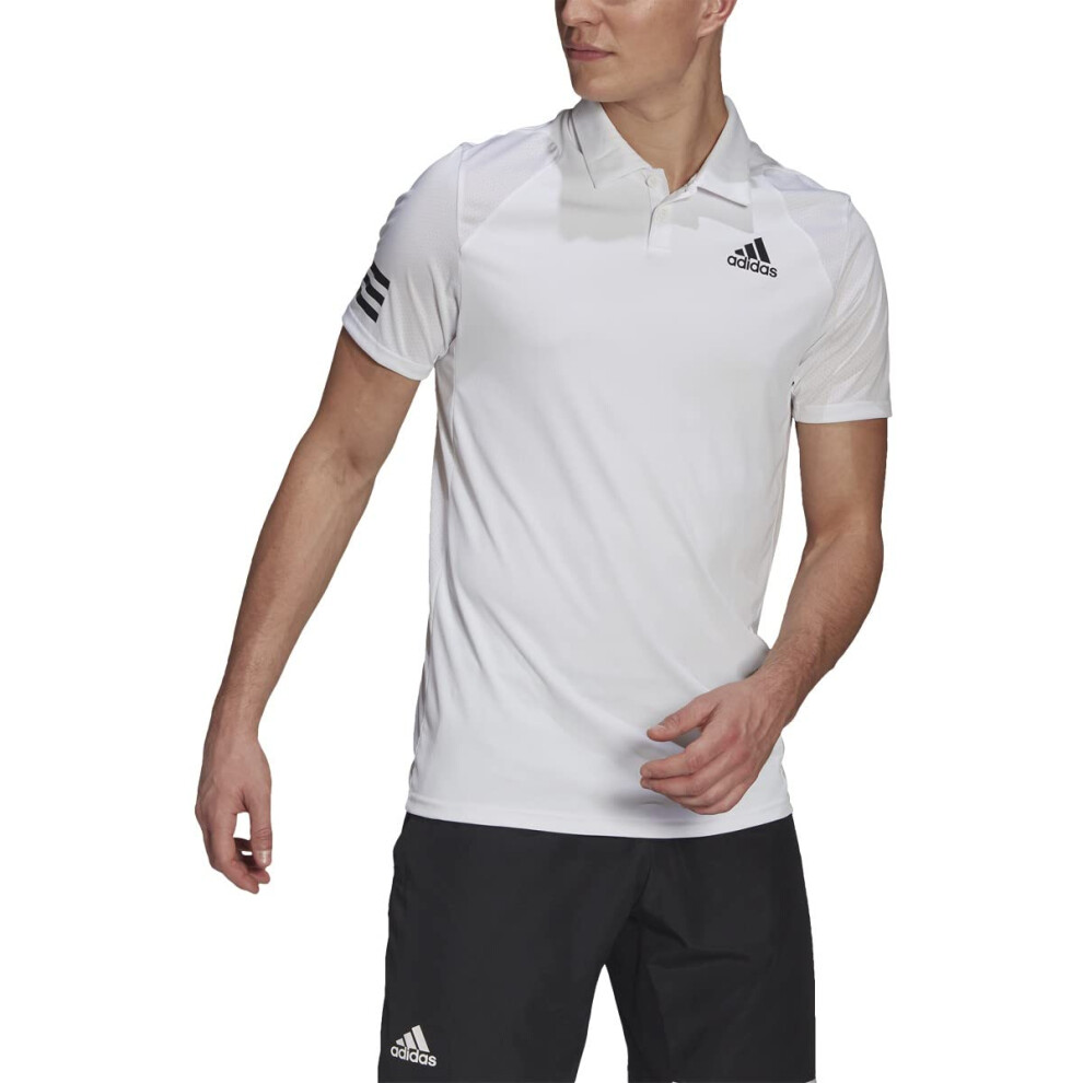 adidas Men's Tennis Club 3-Stripes Polo Shirt  White/Black  XX-Large