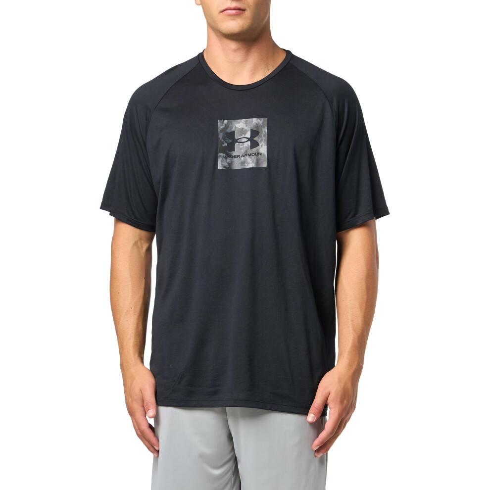 Under Armour Men's Tech Print Fill Short Sleeve  (001) Black / / White