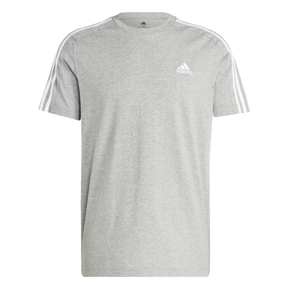 adidas Men's Essentials Single Jersey 3-Stripes T-Shirt  Medium Grey H