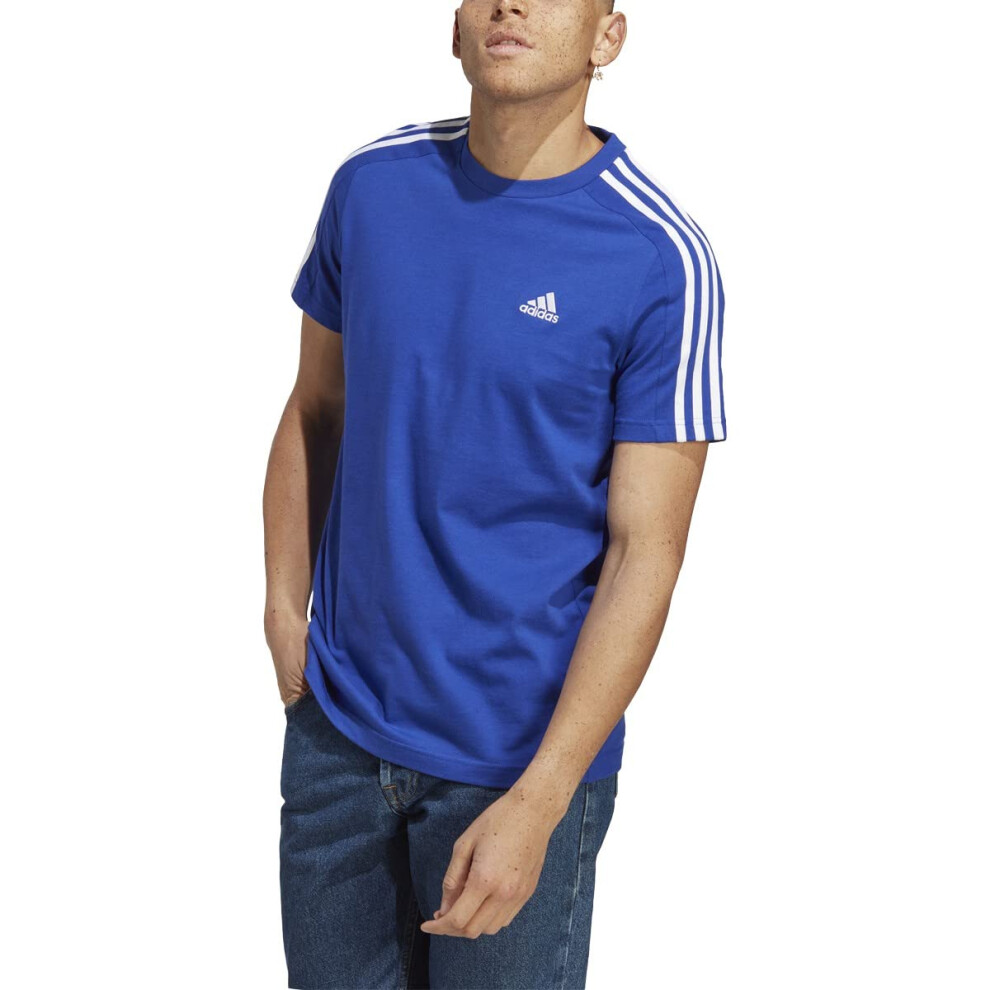 adidas Men's Essentials Single Jersey 3-Stripes T-Shirt  Semi Lucid Bl