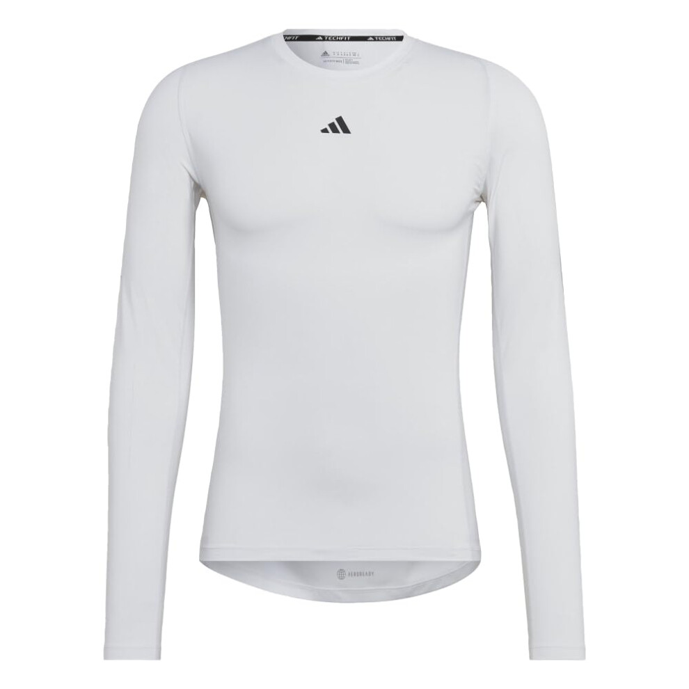 adidas Men's Techfit AEROREADY Training Long-Sleeve Tee  White  X-Larg