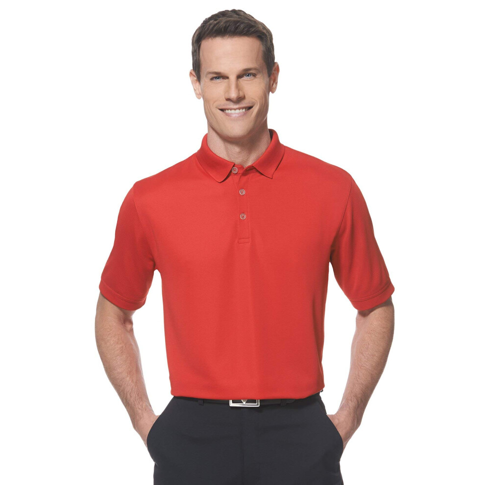 Callaway Men's Golf Short Sleeve Solid Ottoman Polo Shirt  Salsa  Smal