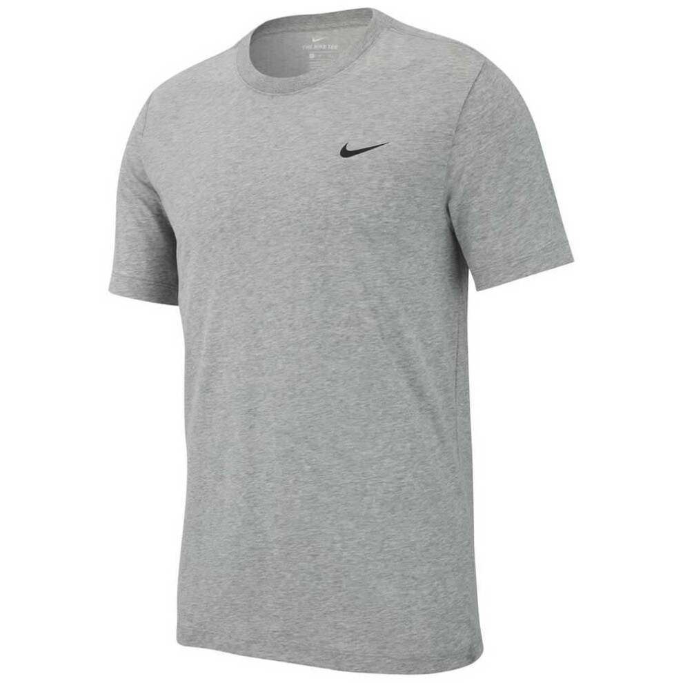 Nike Men's Dry Tee Drifit Cotton Crew Solid  Dark Grey Heather/Black