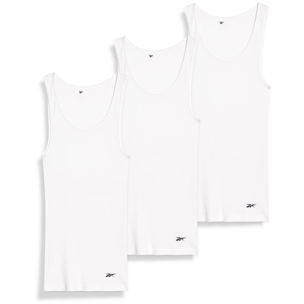 Reebok Mens Undershirts - Soft Breathable A-Shirt Tank Top (3 Pack)  S