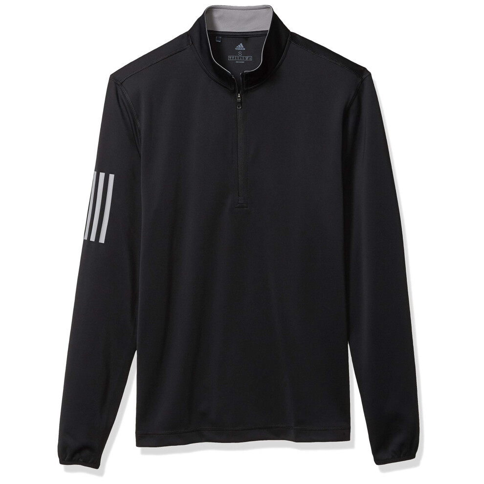 adidas Golf 3-Stripe Midweight Layering Top  Black/White  Large