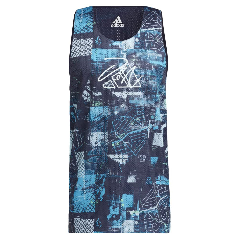 adidas Men's Dame Dolla Tank  Multicolor/Shadow Navy  Large