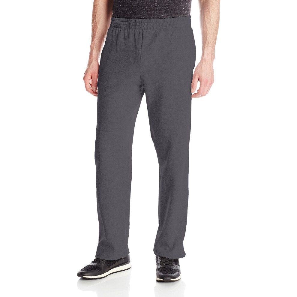 Fruit of the Loom mens Sofspun Fleece Open Bottom Sweatpants  Charcoal