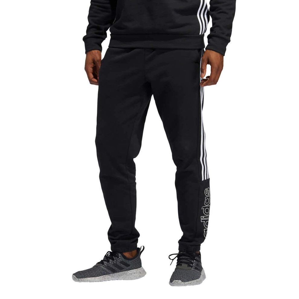 adidas 3-Stripes Fleece Linear Pants Men's  Black  Size S