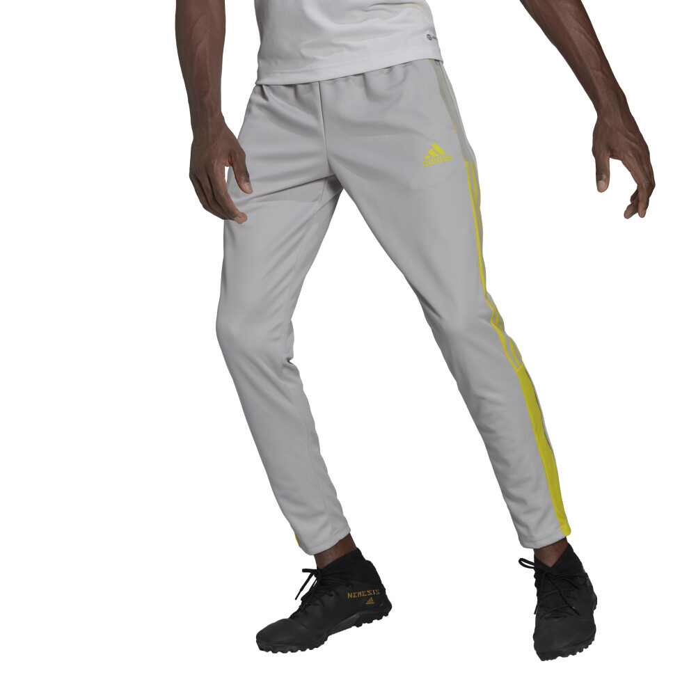 adidas Men's Tiro 21 Track Pants  Team Light Grey/Bright Yellow  Small