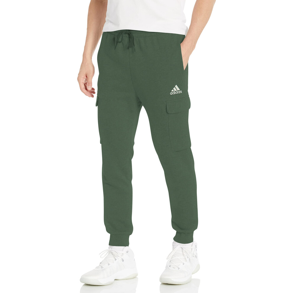 adidas Men's Essentials Fleece Regular Tapered Cargo Pants  Green Oxid