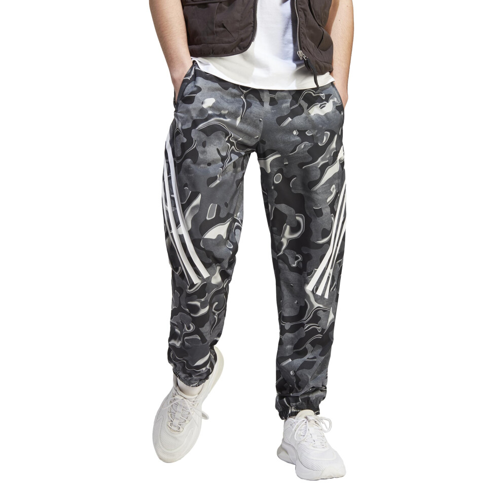 adidas Men's Future Icon All Over Printed Pants  White/Black  Medium