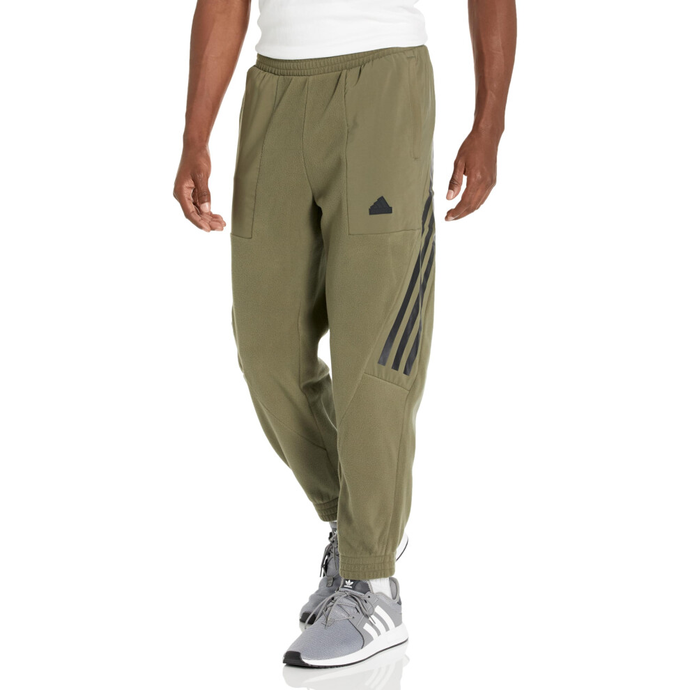 adidas Men's Future Icon 3-Stripes Pants  Olive Strata  Large