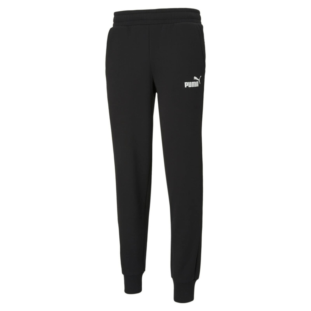 PUMA Men's Essentials+ Logo Fleece Sweatpants  Cotton Black/White  Med