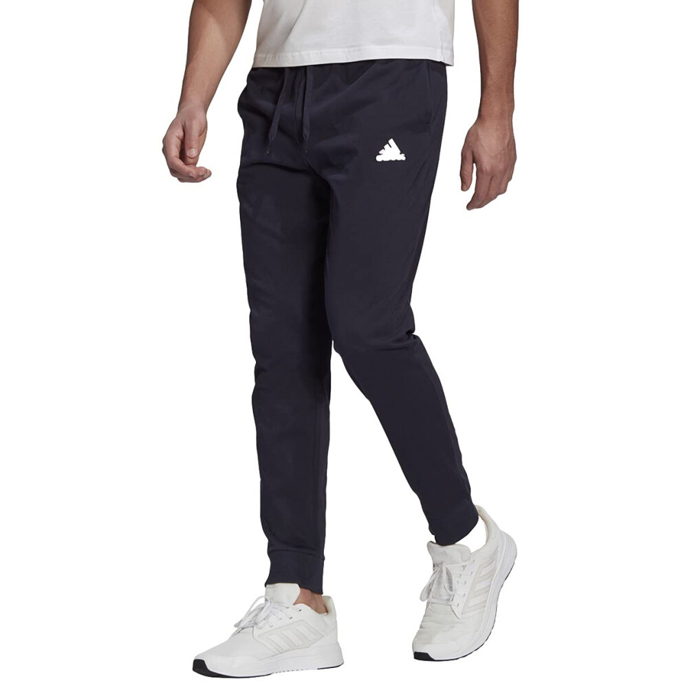 adidas Men's Size Essentials Single Jersey Tapered Cuff Pants  Legend