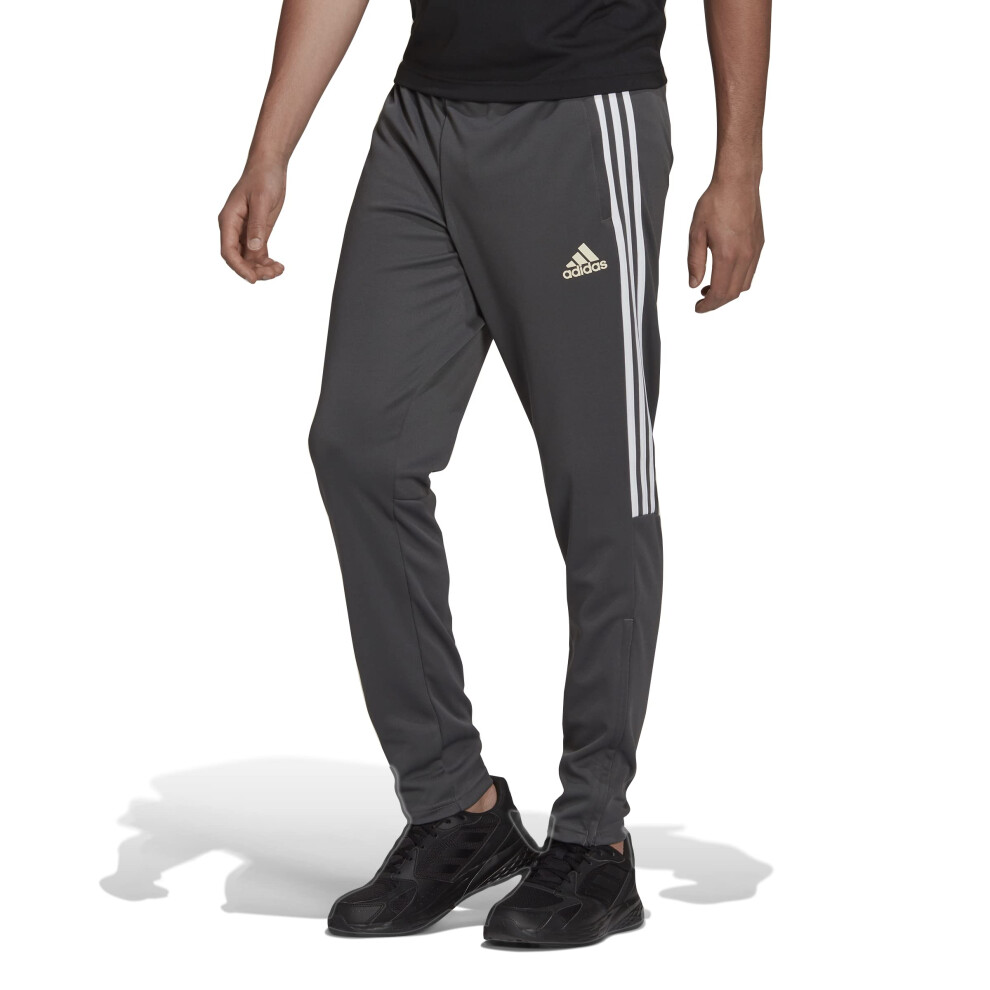 adidas Men's Aeroready Sereno Slim Tapered-Cut 3-stripes Pants  Grey